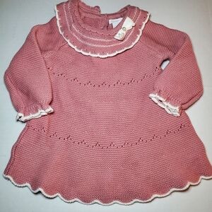 Shabby Chic Baby Girl Knit Dress Sz 12 Pink